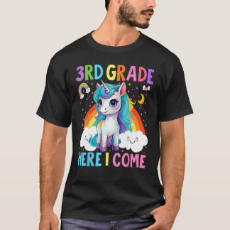 Kids Unicorn 3rd Grade Here I Come 3rd Grade Back  T-Shirt