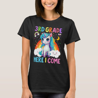 Kids Unicorn 3rd Grade Here I Come 3rd Grade Back  T-Shirt