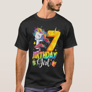 Kids Unicorn 7th Birthday Girl 7 Years Old  Party T-Shirt