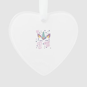Kids Unicorn 7th birthday i'm 7 years old girl uni Ornament