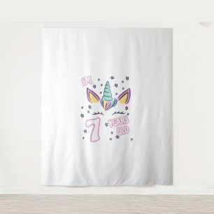 Kids Unicorn 7th birthday i'm 7 years old girl uni Tapestry