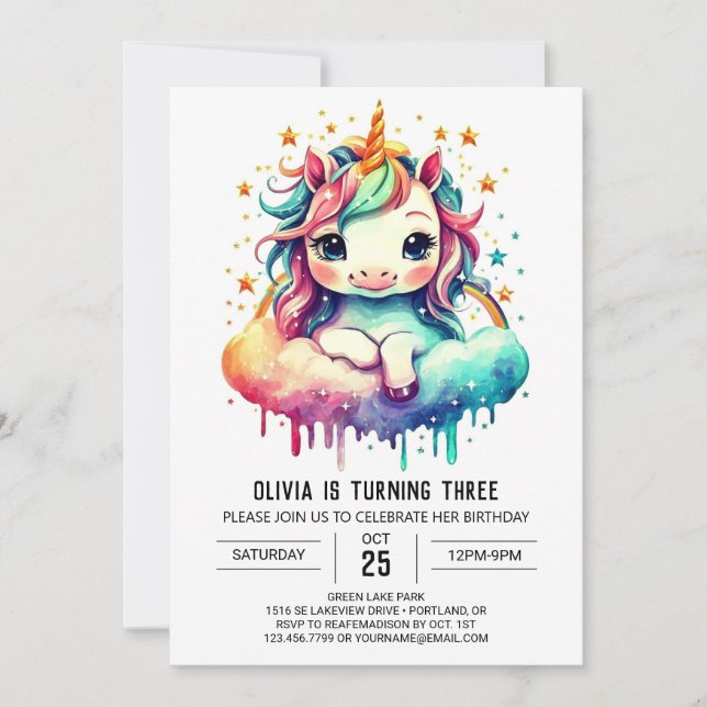 Kids Unicorn Birthday Magic Invitation (Front)