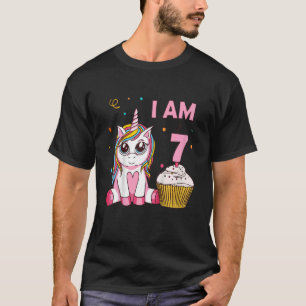 Kids Unicorn girl mythical creature I Am 7 years b T-Shirt