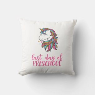 Kids Unicorn Last Day of Preschool Shirt for Girls Throw Pillow