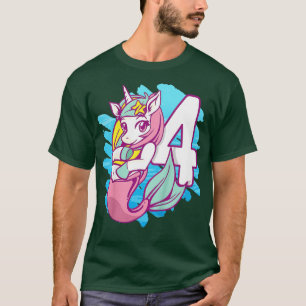 Kids Unicorn Mermaid 4Th Birthday IM 4 Daughter Gi T-Shirt