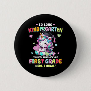 Kids Unicorn So Long Kindergarten Graduation Last 2 Inch Round Button