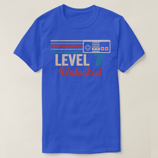 Kids Unlocked Level 7 Birthday Boy Video Game Cont T-Shirt (Design Front)