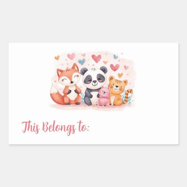 Kids Valentine Gift Labels | Cute Animal Stickers (Devant)
