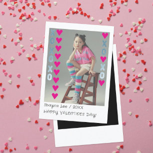 Kids Valentine Instant Photo Card Blue & Pink