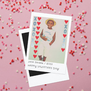 Kids Valentine Instant Photo Card   Blue & Red