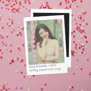 Kids Valentine Instant Photo Card   Purple & Pink