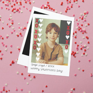 Kids Valentine Instant Photo Card   Red & White