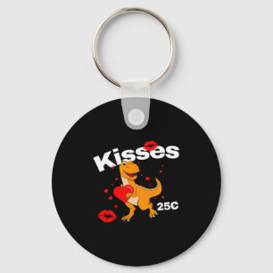 Kids Valentines Day Boy Dinosaur Son Rex Kisses 25 Keychain