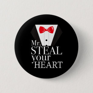 Kids Valentines Day Boys Mr. Steal Your Heart Suit 2 Inch Round Button