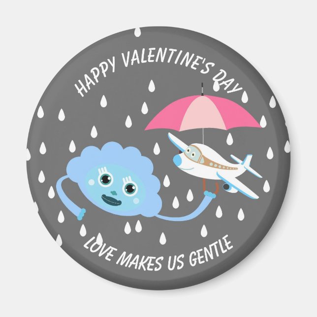 Kids Valentine's Day classic round sticker button Magnet (Front)