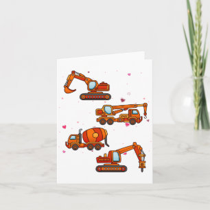 Kids Valentines Day Construction Trucks Boys Kids  Card