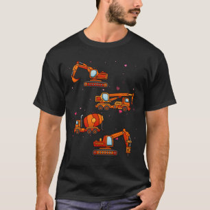Kids Valentines Day Construction Trucks Boys Kids  T-Shirt