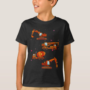 Kids Valentines Day Construction Trucks Boys Kids  T-Shirt