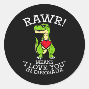 Kids Valentines Day Dino Rawr I Love You Boys Kids Classic Round Sticker
