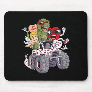 Kids Valentines Day Hearts T Rex Cupid Monster Tru Mouse Pad