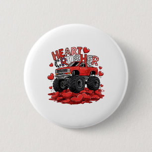 Kids Valentines Day Monster Truck Boys Toddler Cru 2 Inch Round Button