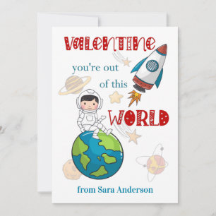 Kids Valentines Day Space Out Of This World Card