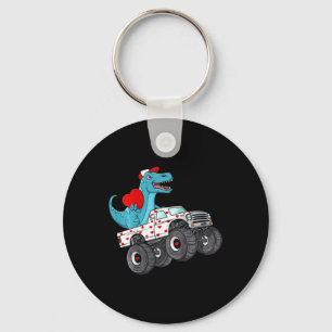 Kids Valentines Day T Rex Riding Monster Truck Fun Keychain