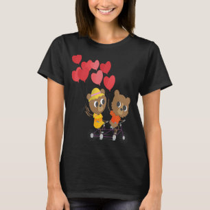 Kids Valentines Day teddy bears on a bicycle T-Shirt