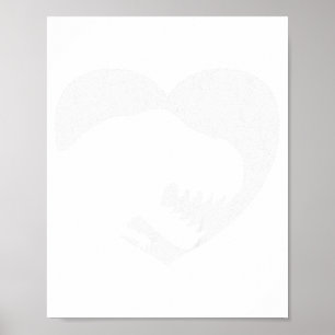 Kids Valentines T-rex Dinosaur Heart Silhouette Bo Poster