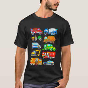 Kids Vehicles Police Fire Brigade Rubbish Removal  T-Shirt