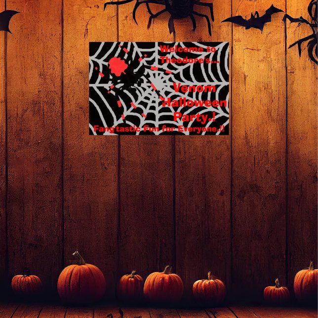 Kids Venom Halloween Party Poster (Venom Halloween Party Wall Poster)