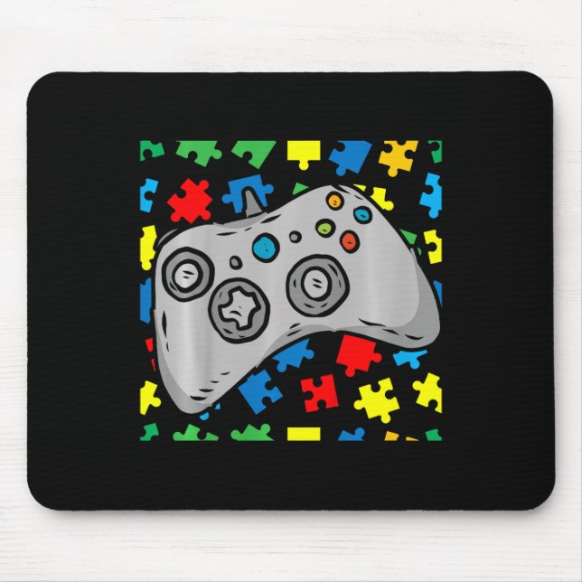 Kids Video-game Controller Autism Awareness Puzzle Mouse Pad (Front)