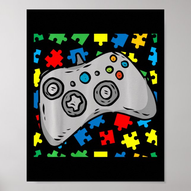 Kids Video-game Controller Autism Awareness Puzzle Poster (Front)