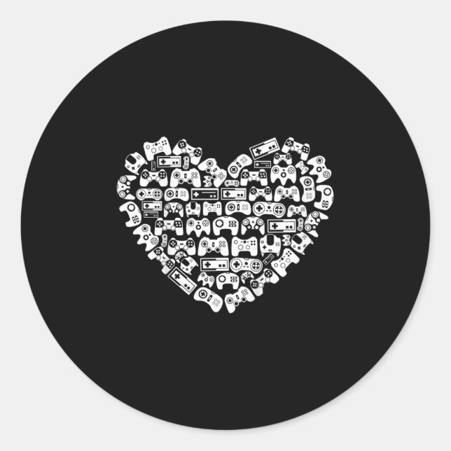 Kids Video-Game Controller Heart Valentines Day Co Classic Round Sticker (Front)