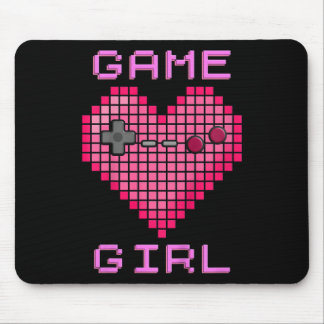 Kids Video Game Girl Retro Gaming Pixel Heart Cont Mouse Pad