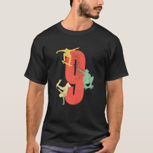 Kids Vintage Distressed Retro Kids Skateboarding 9 T-Shirt