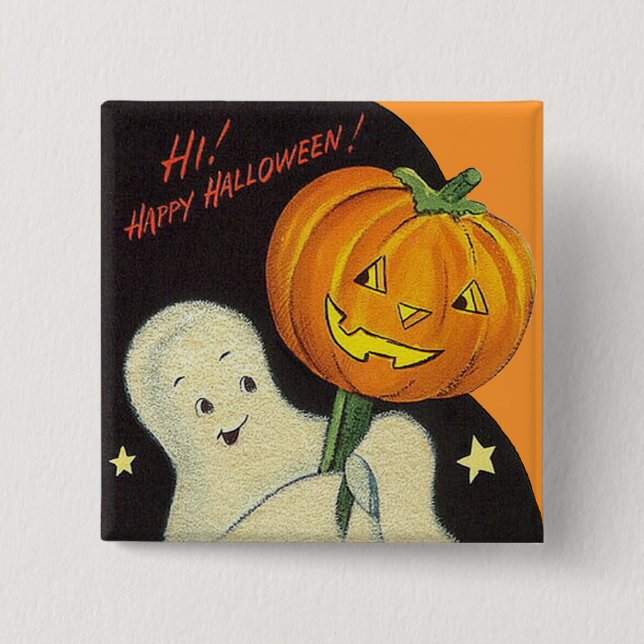 Kids Vintage Halloween 2 Inch Square Button (Front)