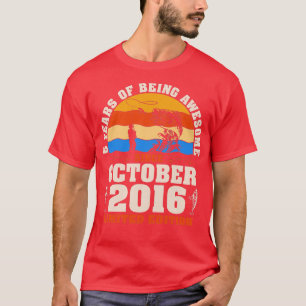 Kids Vintage October 2016 6 Year Old Fishing Lover T-Shirt