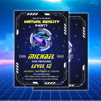 Kids VR Game Virtual Reality Birthday Party Invitation