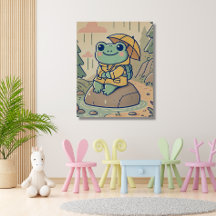 Kids wall art -cute funny cartoon frog
