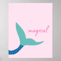 Kids Wall Decor Modern Magical Mermaid Tail