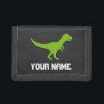 Kid's wallet with t-rex jurassic tyrannosaurus rex<br><div class="desc">Kid's wallets with t-rex tyrannosaurus rex animal logo. Personalizable with name, slogan or monogram letters. Cool back to school or Birthday party gift idea for children (boy or girl), grandson, son, nephew, friend, guests etc. Personalized jurrasic presents for him or her. Available in different colours like red black blue etc....</div>