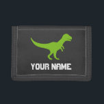 Kid's wallet with t-rex jurassic tyrannosaurus rex<br><div class="desc">Kid's wallets with t-rex tyrannosaurus rex animal logo. Personalizable with name, slogan or monogram letters. Cool back to school or Birthday party gift idea for children (boy or girl), grandson, son, nephew, friend, guests etc. Personalized jurrasic presents for him or her. Available in different colours like red black blue etc....</div>