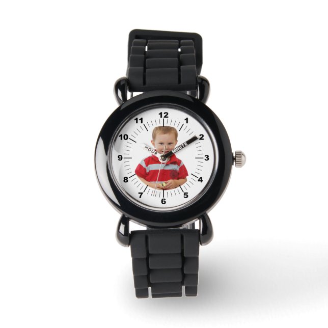 Kid's Watch - Personalized - Black Silicone (Front)