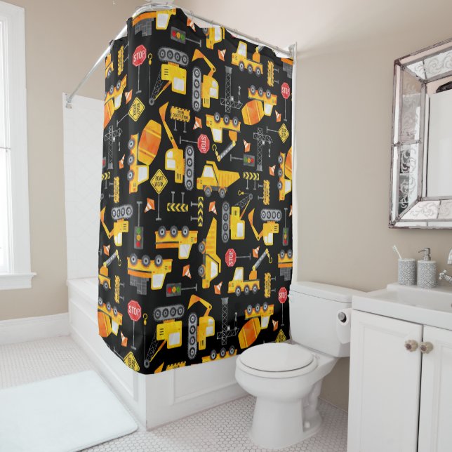 Kids Watercolor Construction Vehicles Pattern (In Situ)