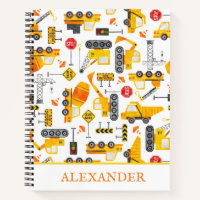 Kids Watercolor Construction Vehicles Personalized