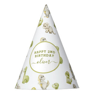 Kids Watercolor Dinosaur Birthday Party Hat