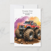 Kids' Watercolor Monster Truck Birthday