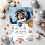Kids Watercolor Outer Space Birthday Party Thank You Card<br><div class="desc">Planning a birthday party for your outer space loving child? If your child loves exploring the universe, you can give them a birthday party that will take them out of this world with these modern and stylish space-theme invites and thank you cards. The thank you cards feature a stylish design...</div>