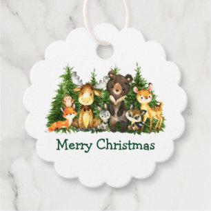 Kid's Watercolor Woodland Animals Christmas Favour Tags